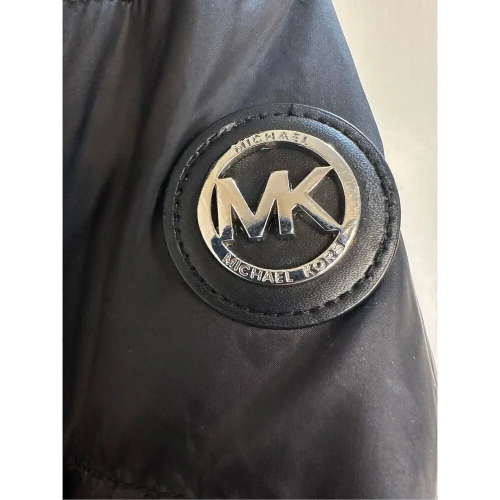 Michael Kors size XS black DOWN coat long puffer with hood and inner bib